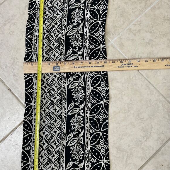 100 % SILK Mitra SCARF Women's 10”x 66” black /cream Rectangle Boho artsy print - Picture 6 of 9